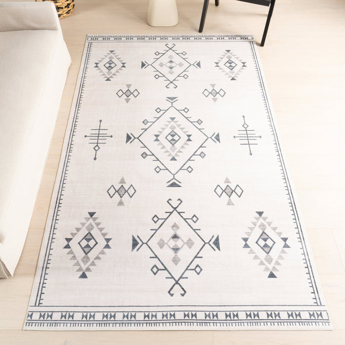 Cream Persian Washable Area Rug for Homes with Pets