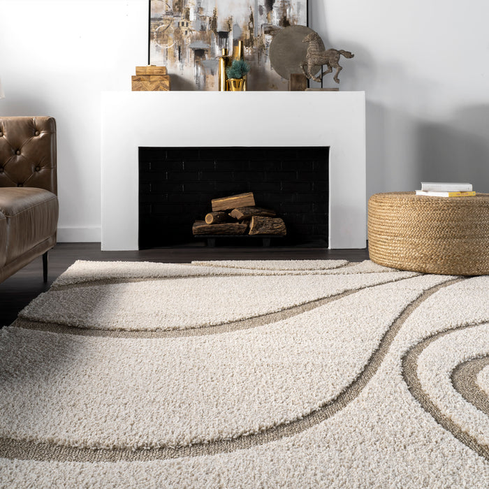 Cream Shaggy Area Rug 120x180 cm