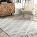 Cream Shaggy Trellis Area Rug for Cozy Home Spaces