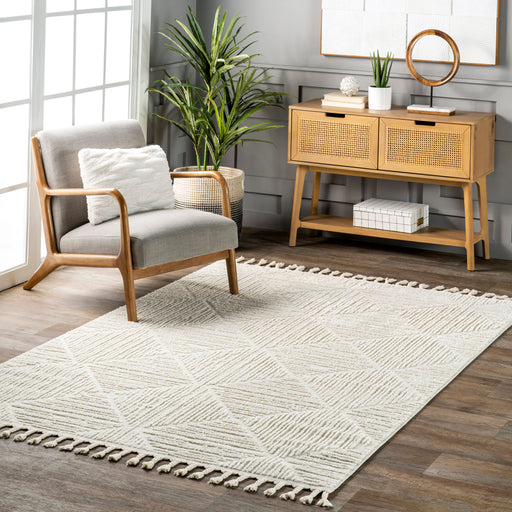 Cream Tiled Trellis Area Rug for Home Decor