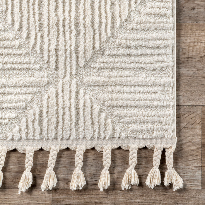 Cream Tiled Trellis Area Rug for Home Decor