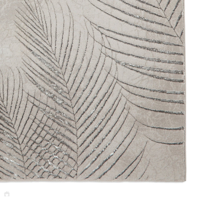 Creation 50051 Modern Botanical Ventation Metallic Shimmer Soft High-Density Textured Grey/Silver Rug