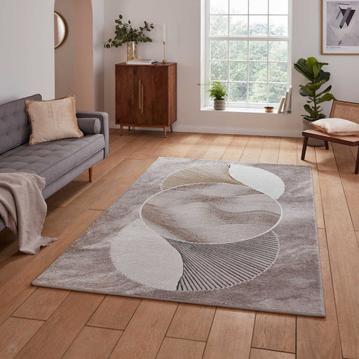 Creation 50097 Modern Multi Textured Super-Soft Venn Gold/Beige/Brown Rug