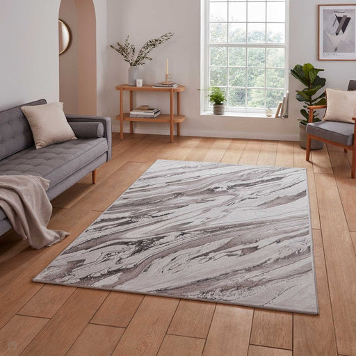 Creation 50100 Modern Multi Textured Super-Soft Marbled Cream/Beige/Brown Rug