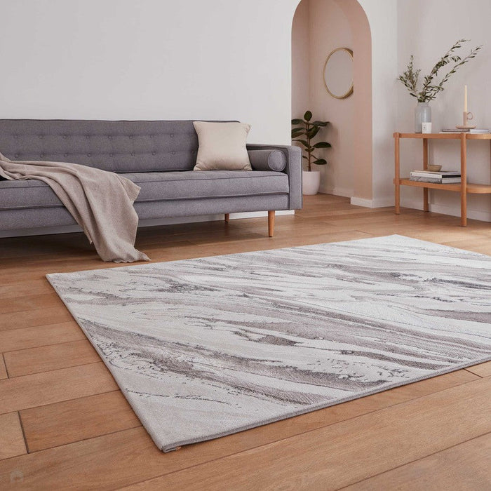 Creation 50100 Modern Multi Textured Super-Soft Marbled Cream/Beige/Brown Rug