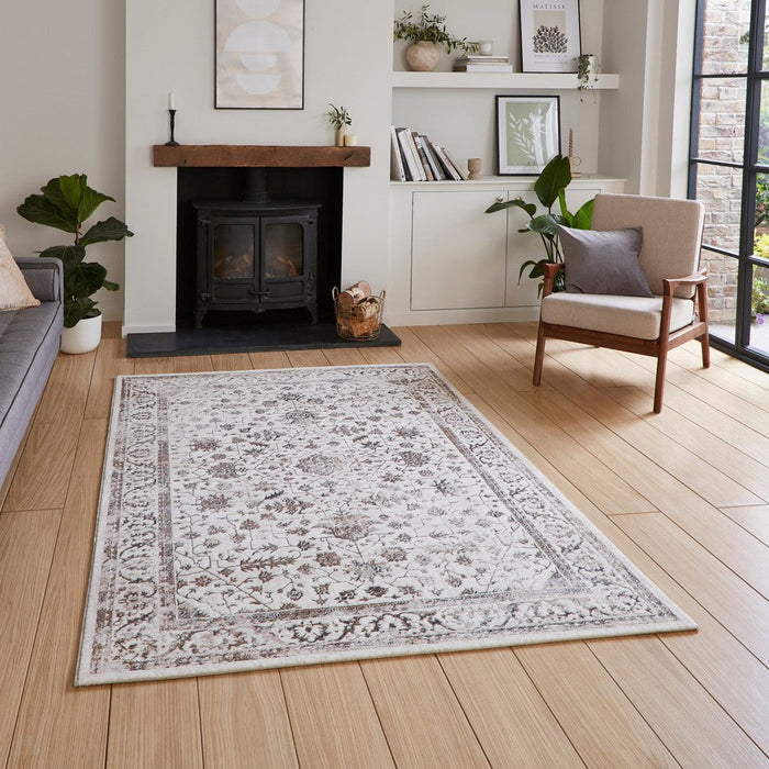 Creation 50112 Traditional Multi Textured Super-Soft Beige/Brown/Silver Rug