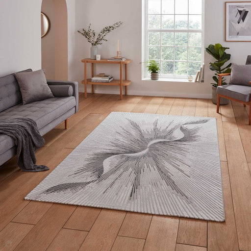 Creation 50156 Modern Helix Multi Textured Super-Soft Silver/Beige Rug