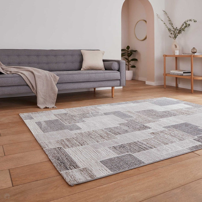 Creation 50178 Modern Distressed Multi Textured Super-Soft Brown/Beige Rug