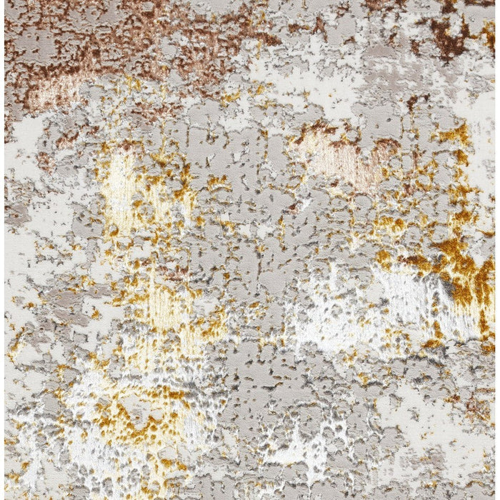 Creation 50179 Modern Distressed Multi Textured Super-Soft Gold/Beige/Brown Rug