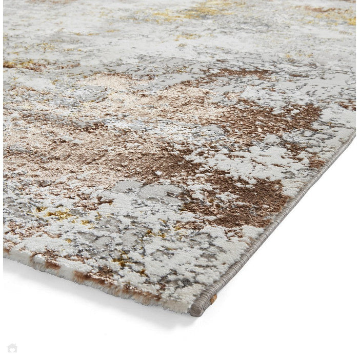 Creation 50179 Modern Distressed Multi Textured Super-Soft Gold/Beige/Brown Rug