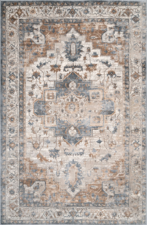 Crested Beige Area Rug For Elegant Living Spaces