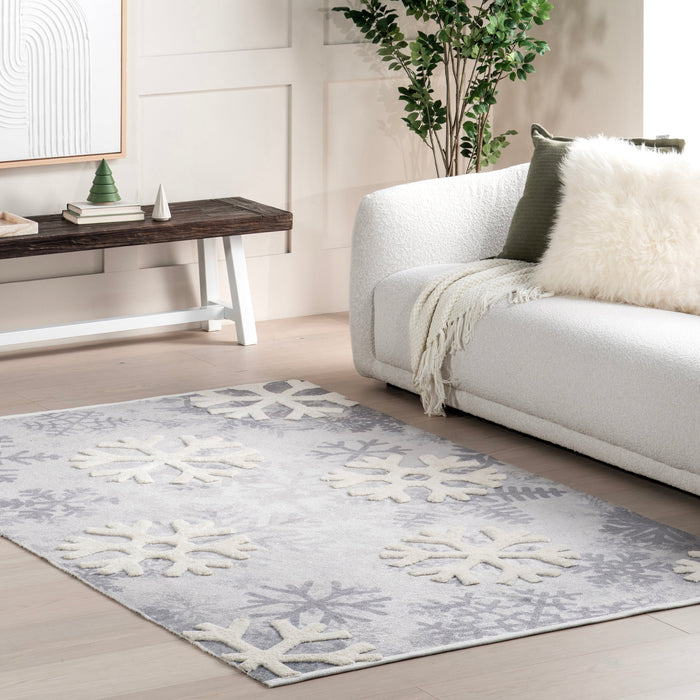 Crystal Snowflake Area Rug 160x230 cm in Grey