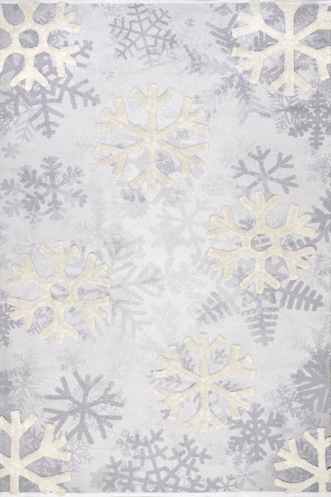 Crystal Snowflake Area Rug 160x230 cm in Grey