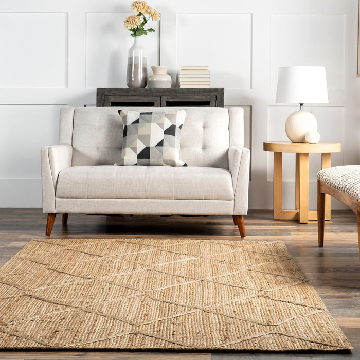 Dacia Natural Jute Trellis Area Rug 152x213 cm