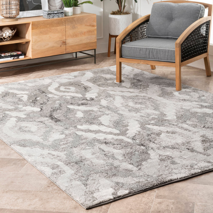 Damask Area Rug 150 cm Grey