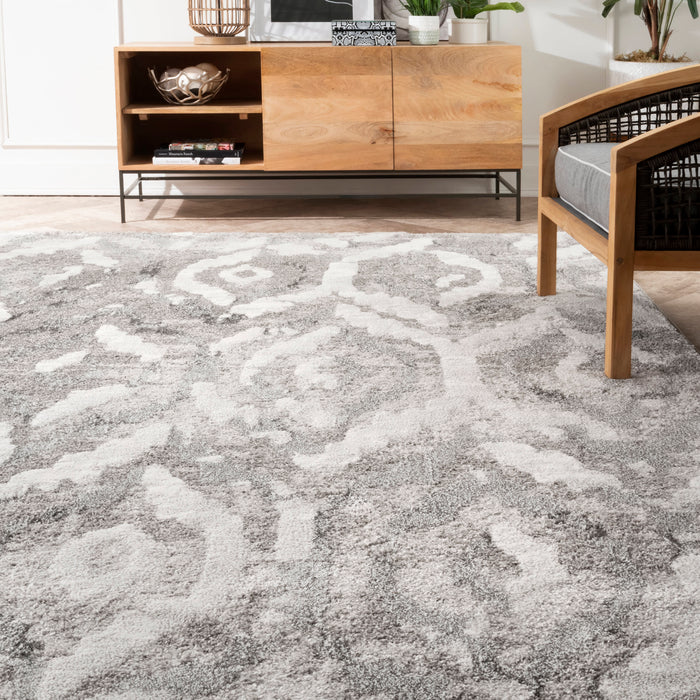 Damask Area Rug 150 cm Grey