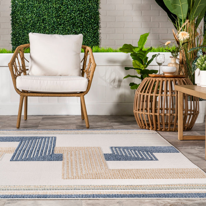 Dani Geometric Peaks Area Rug 152 Cm Blue Indoor Outdoor