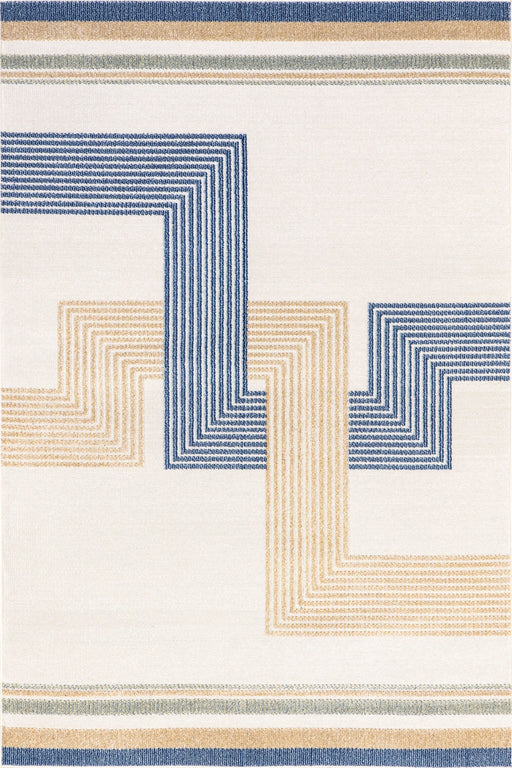 Dani Geometric Peaks Area Rug 152 Cm Blue Indoor Outdoor