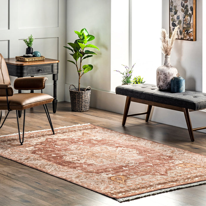 Daphne Medallion Area Rug 152 X 244 Centimeters Rust