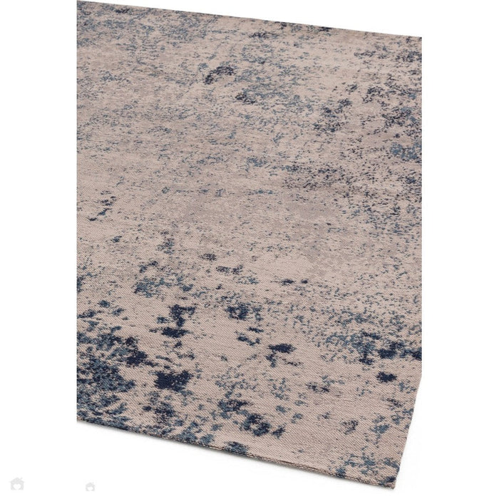 Dara Modern Abstract Durable Stain-Resistant Weatherproof Flatweave In-Outdoor Blue/Silver/Natural Rug