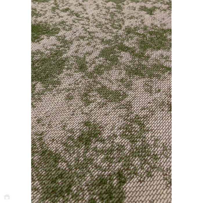 Dara Modern Abstract Durable Stain-Resistant Weatherproof Flatweave In-Outdoor Green/Silver/Natural Rug