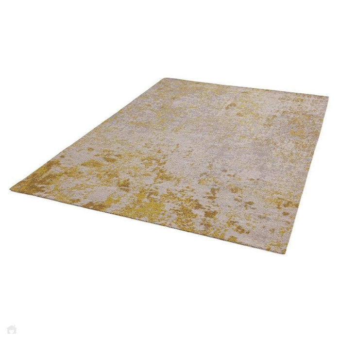 Dara Modern Abstract Durable Stain-Resistant Weatherproof Flatweave In-Outdoor Ochre Yellow/Silver/NaturalRug