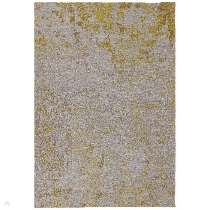 Dara Modern Abstract Durable Stain-Resistant Weatherproof Flatweave In-Outdoor Ochre Yellow/Silver/NaturalRug