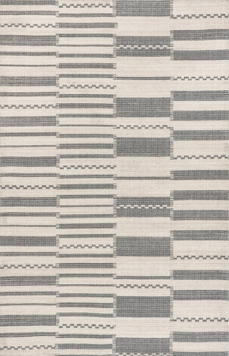 Dark Grey Cotton Banded Area Rug 160x230 cm