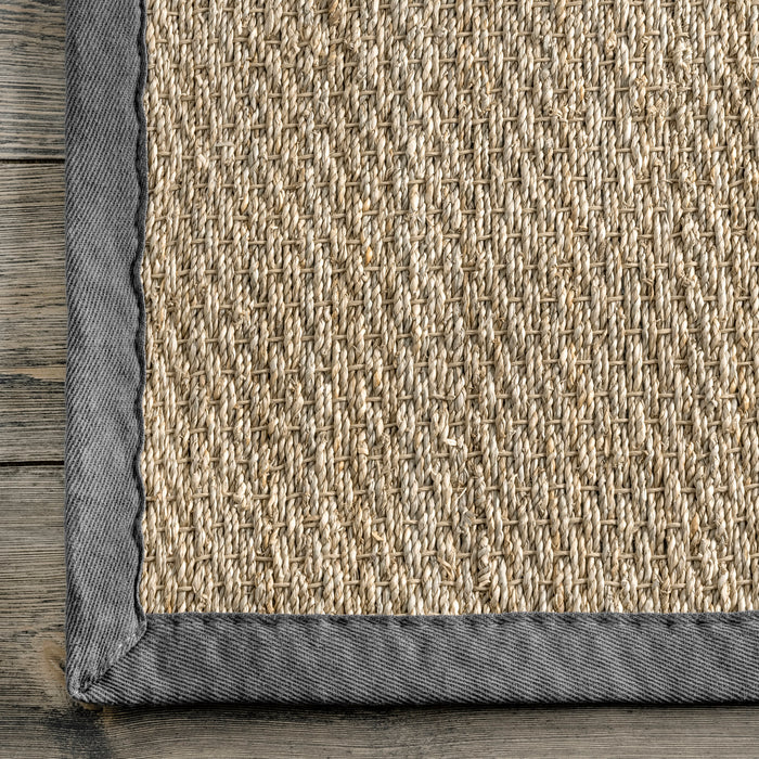 Dark Grey Seagrass Border Area Rug 160 cm x 230 cm