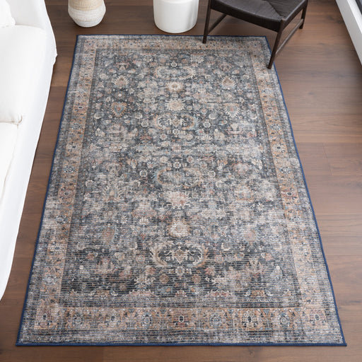 Dark Grey Washable Medallion Area Rug 150x240 cm