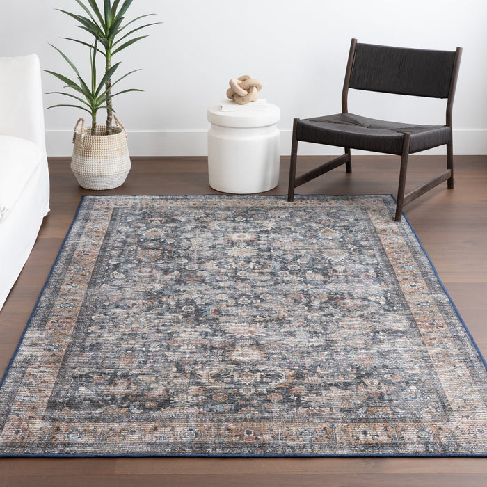 Dark Grey Washable Medallion Area Rug 150x240 cm