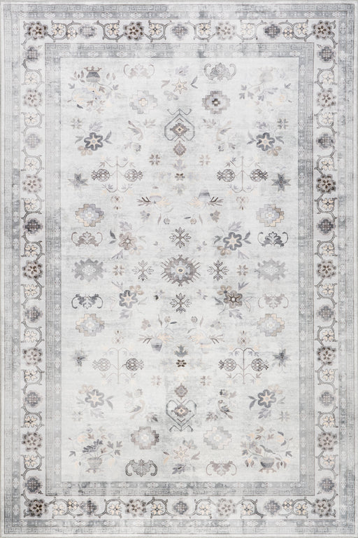 Dayflower Floral Washable Area Rug Light Grey 152 x 244 cm