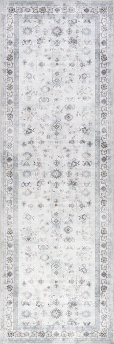 Tappeto lavabile floreale Dayflower grigio chiaro 90x150 cm