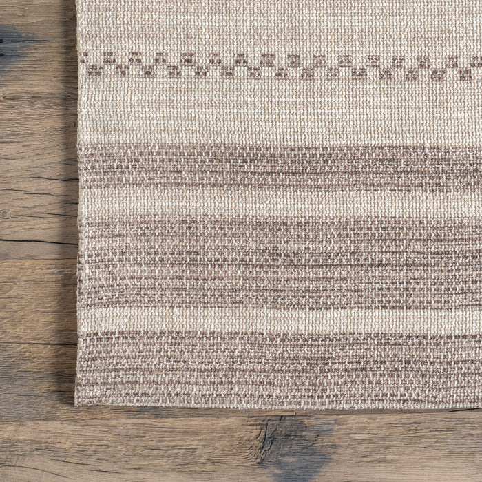 Delfina Beige Cotton Striped Area Rug 140x200 cm