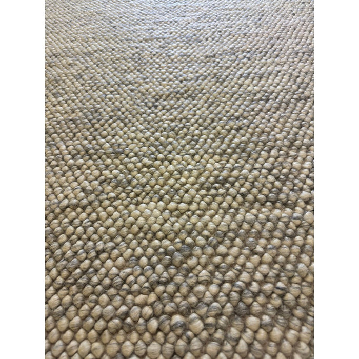 Delilah Modern Plain Mottled Beaded Pebble Hand-Woven Textured Wool Flat-Pile Cream Rug