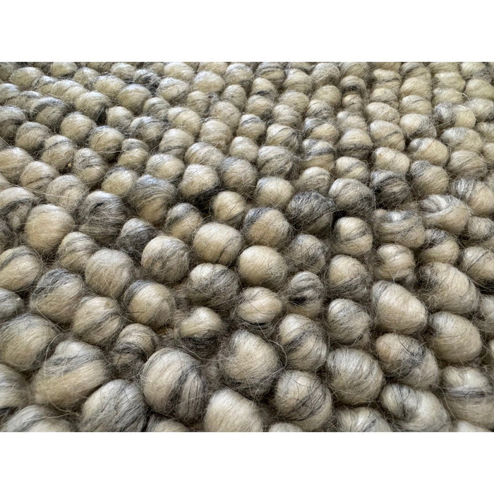 Delilah Modern Plain Mottled Beaded Pebble Hand-Woven Textured Wool Flat-Pile Cream Rug