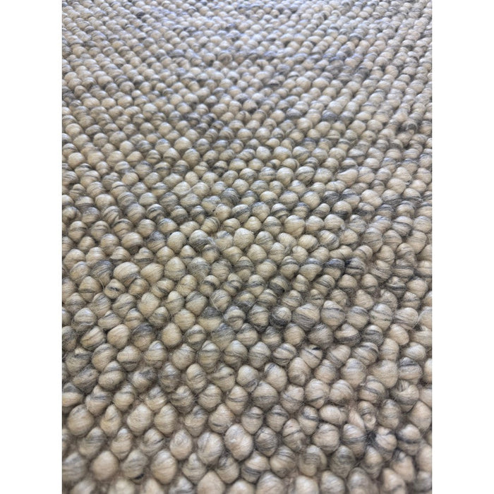 Delilah Modern Plain Mottled Beaded Pebble Hand-Woven Textured Wool Flat-Pile Cream Rug