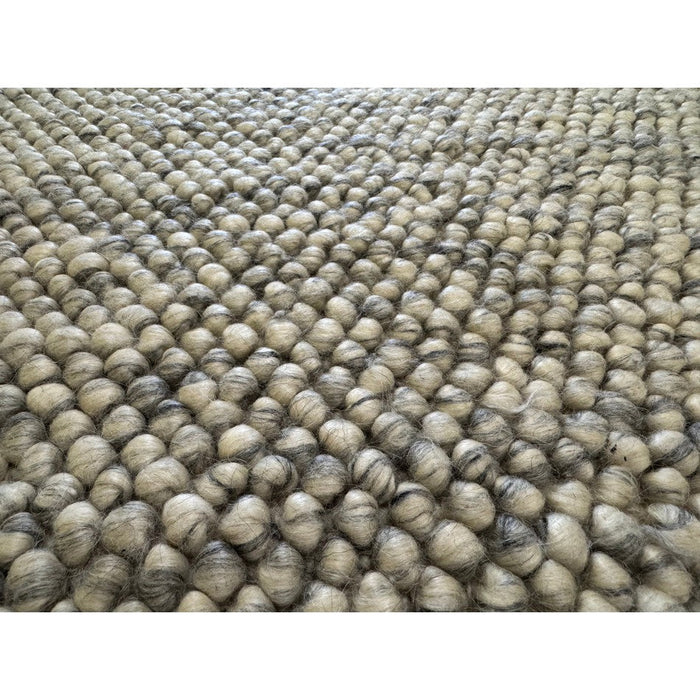 Delilah Modern Plain Mottled Beaded Pebble Hand-Woven Textured Wool Flat-Pile Cream Rug