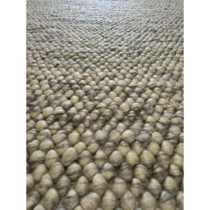 Delilah Modern Plain Mottled Beaded Pebble Hand-Woven Textured Wool Flat-Pile Cream Rug