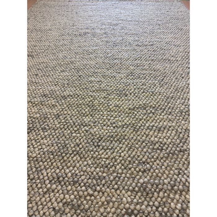 Delilah Modern Plain Mottled Beaded Pebble Hand-Woven Textured Wool Flat-Pile Cream Rug