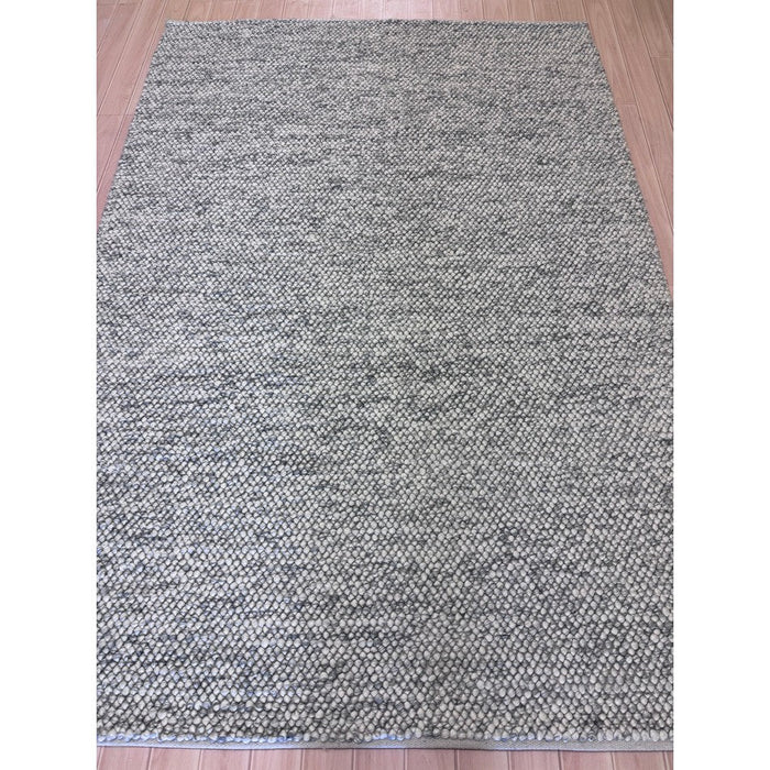 Delilah Modern Plain Mottled Beaded Pebble Hand-Woven Textured Wool Flat-Pile Cream Rug