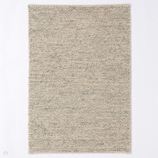 Delilah Modern Plain Mottled Beaded Pebble Hand-Woven Textured Wool Flat-Pile Cream Rug