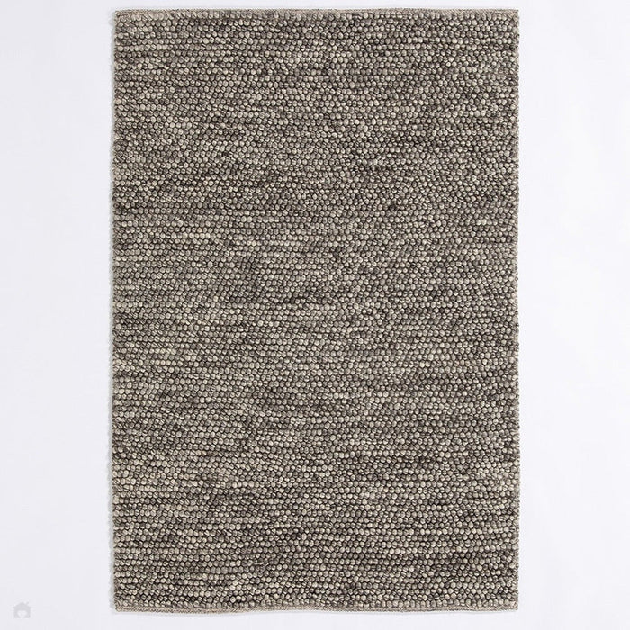 Delilah Modern Plain Mottled Beaded Pebble Hand-Woven Textured Wool Flat-Pile Grey/Charcoal Rug