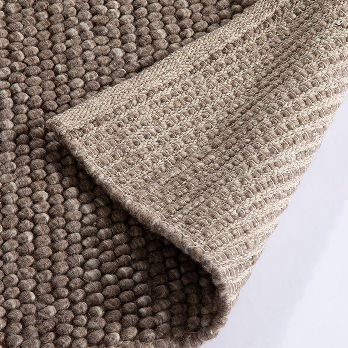 Delilah Modern Plain Mottled Beaded Pebble Hand-Woven Textured Wool Flat-Pile Taupe Rug