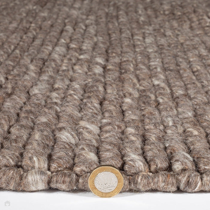 Delilah Modern Plain Mottled Beaded Pebble Hand-Woven Textured Wool Flat-Pile Taupe Rug