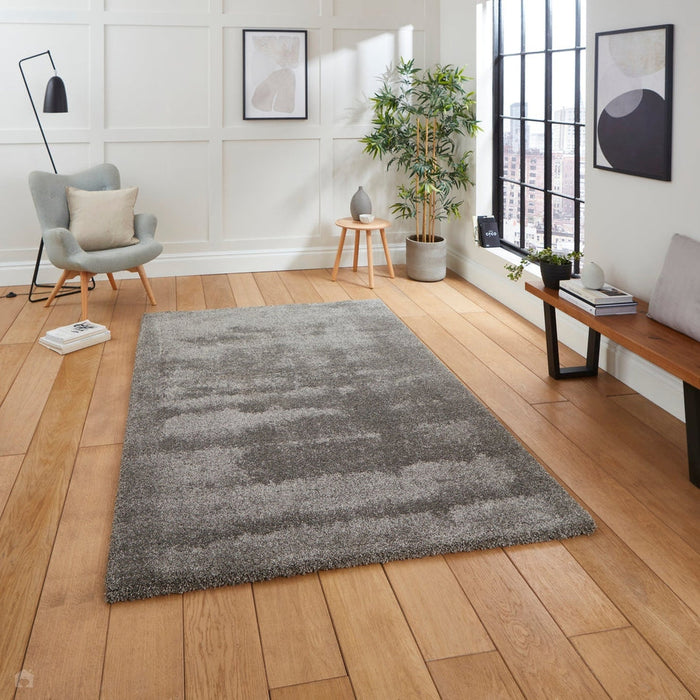 Deluxe Soft Plush Super Heavyweight High-Density Plain Polypropylene Shaggy Grey Rug