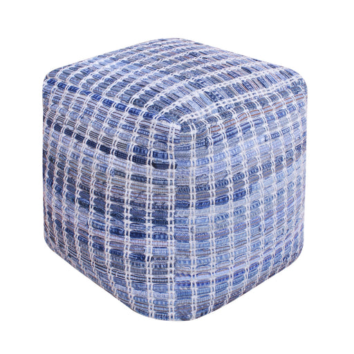 Denim And Wool Pouf For Modern Home Décor