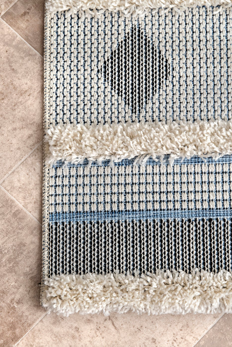 Denim Blue Striped Area Rug 140x200 cm for Modern Home