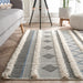 Denim Blue Striped Area Rug 140x200 cm for Modern Home