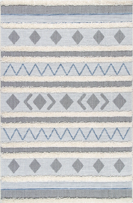 Denim Blue Striped Area Rug 140x200 cm for Modern Home